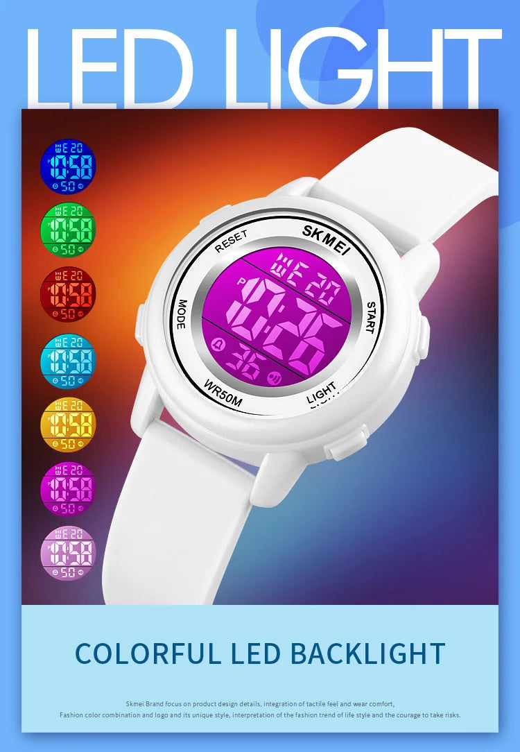 SKMEI 1721 Children Digital Color Shockproof Wristwatch for Boy Girl Sport Waterproof Colorful Kids Electronic Watch Clock 1266