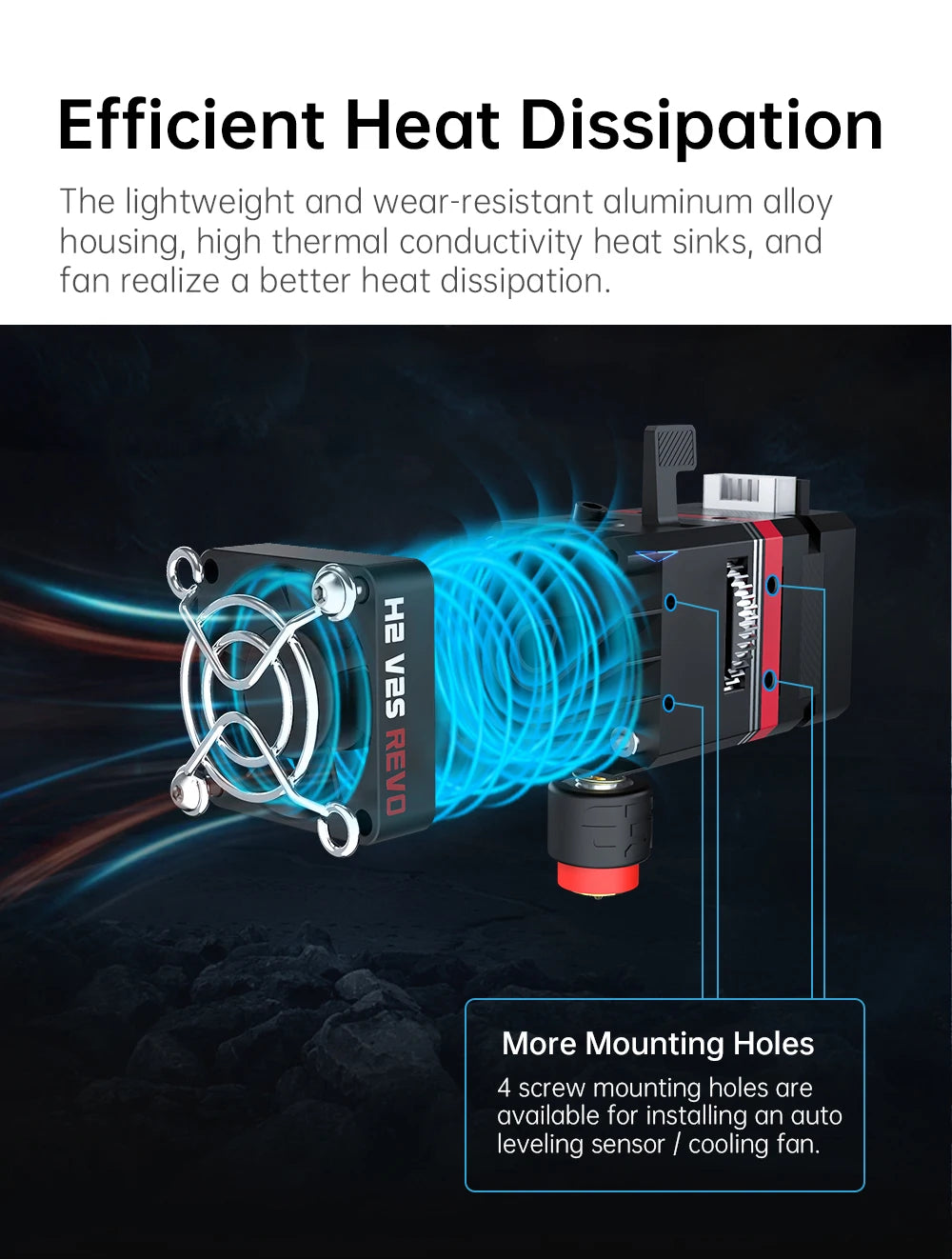 BIQU E3D H2 V2S REVO 3D Extruder 24V Dual Gear Revo Brass Nozzle Heater Core Max 300°C Light for Ender 3 BX Voron V0 3D Printer