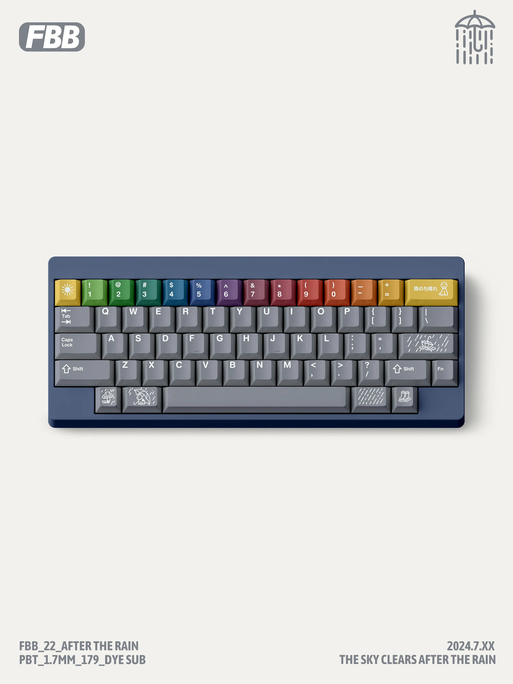 FBB Keycaps After The Rain 179keys PBT Dye-Sub Custom Cherry Profile For Mx Cherry Switch Gaming Mechanical Keyboard 68 75% DIY