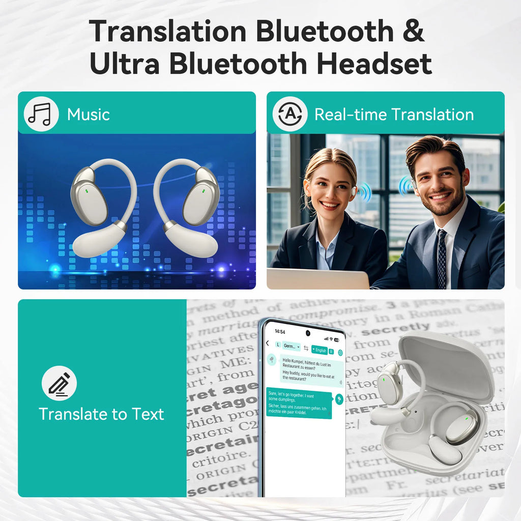 Language Translator Earbuds 150 Languages Two-way Real-time Translation Instant Voice Translator for Travel Learning Business