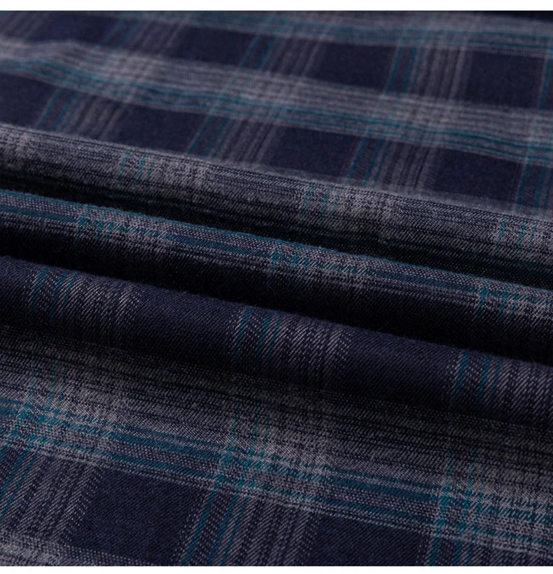 New Cotton Flannel Plaid Shirt For Men's Long Sleeve Regular-fit Brushed Single Pocket Soft Comfortable Casual Fashion Shirts