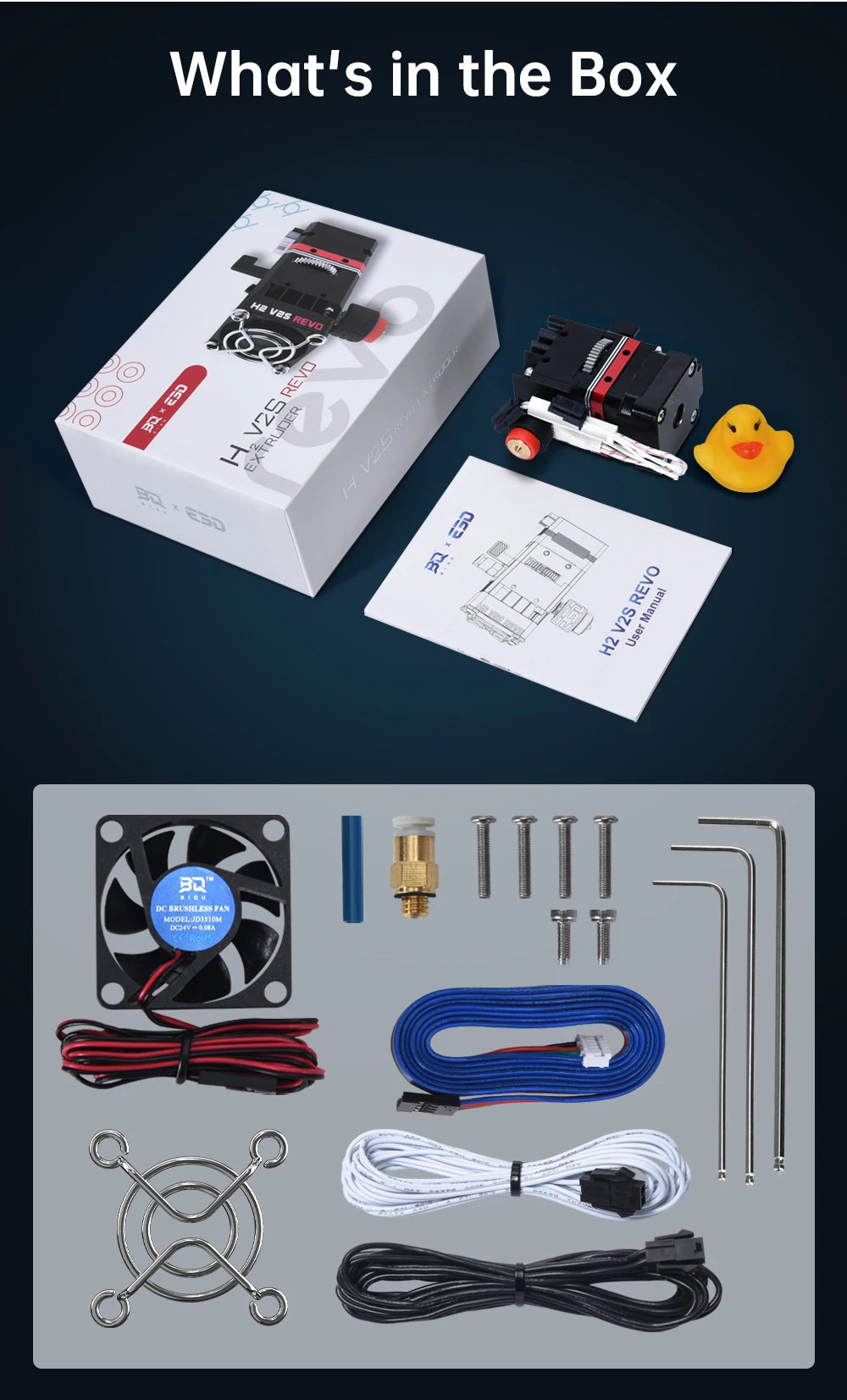 BIQU E3D H2 V2S REVO 3D Extruder 24V Dual Gear Revo Brass Nozzle Heater Core Max 300°C Light for Ender 3 BX Voron V0 3D Printer