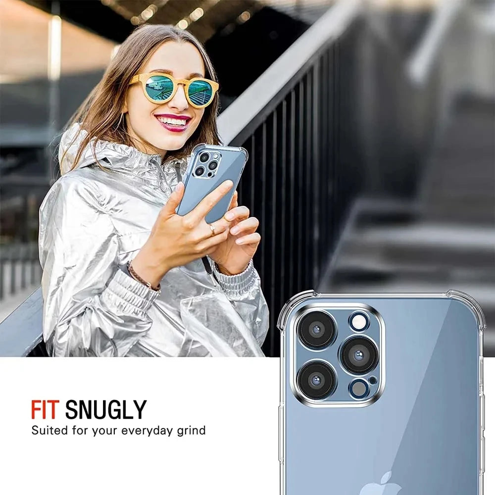 Luxury Shockproof Clear Phone Case For iPhone 17 16 15 13 12 11 14 Pro Max Mini XR XS 7 8 Plus Silicone Transparent Back Cover