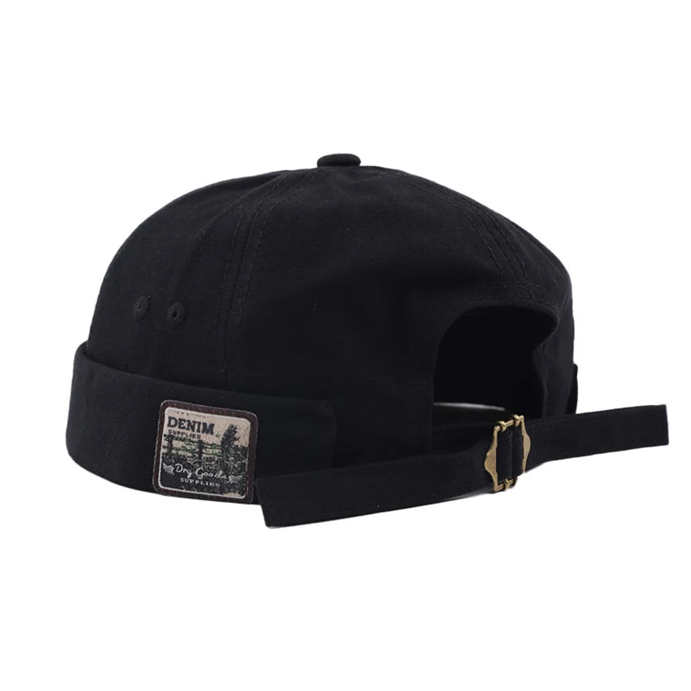 Retro Letter Label Brimless Caps Unisex Solid Color Beanie Men Women Summer Street Adjustable Docker Hats Melon Cap Hip Hop Cap