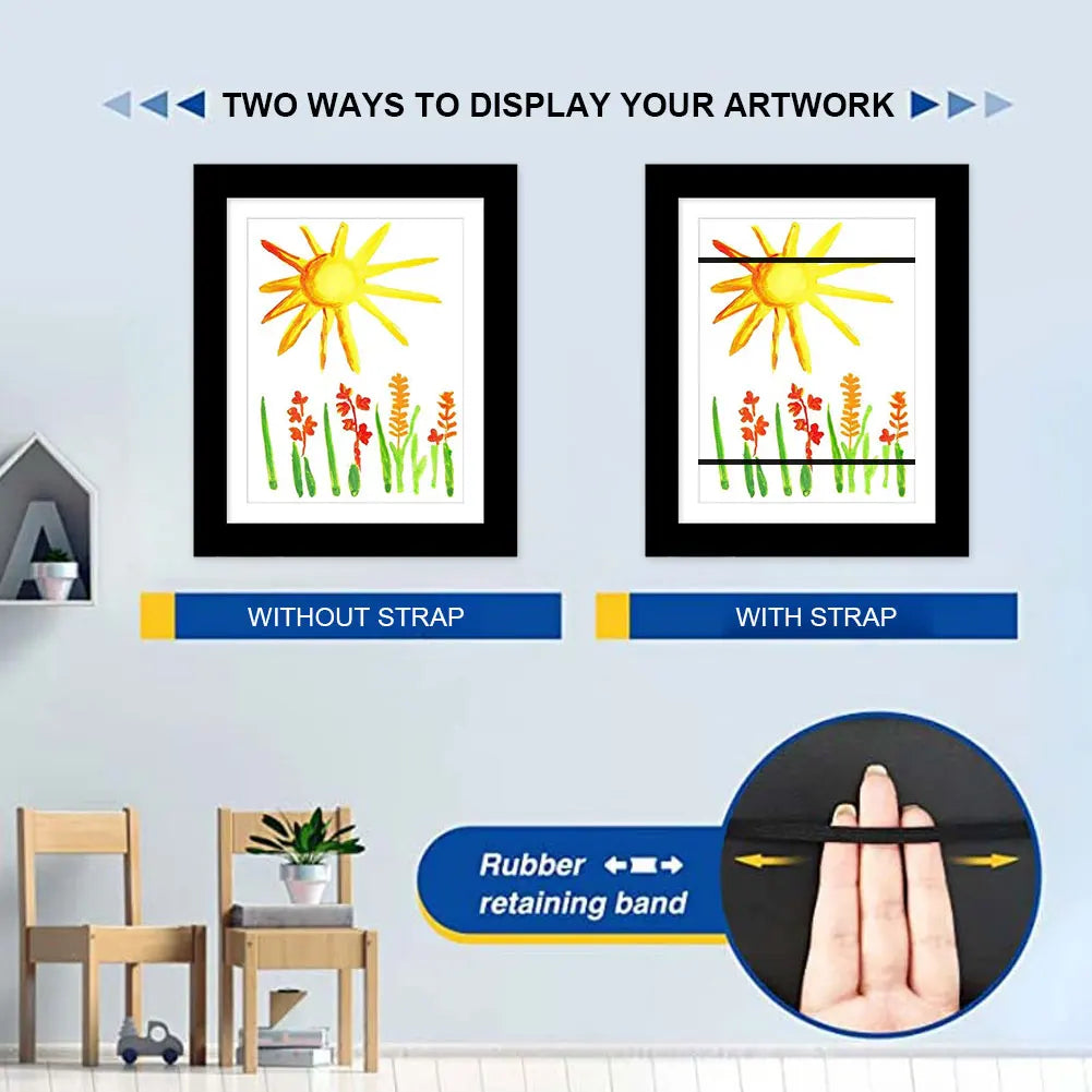 Kids Artwork Picture Frame 5.9x4.3 Inner Frame Wooden Frames Wall Display Artwork Frame for Kids Drawings Artworks Art Projects