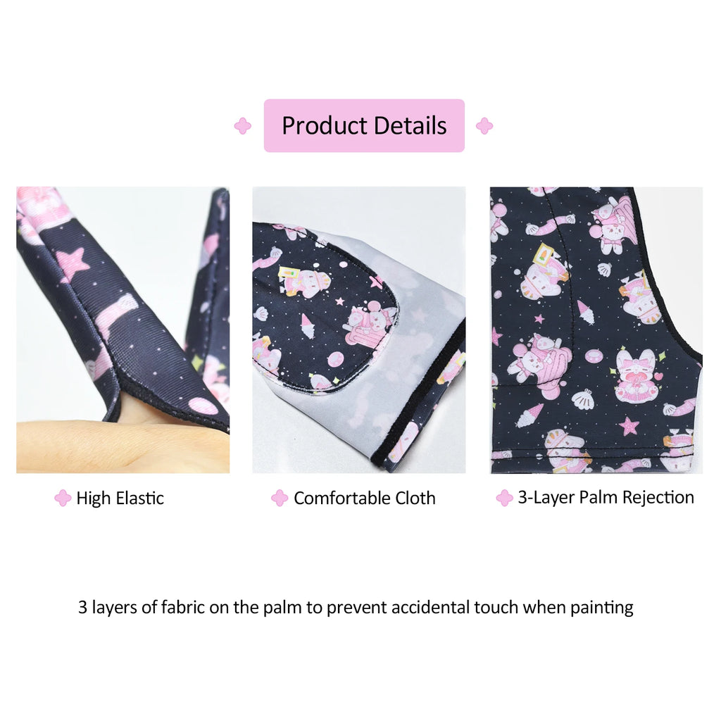 Three-layer Non-slip Glove for iPad/Graphics Drawing Tablet HUION /WACOM/XP-PEN, Drawing Glove for sketching Paiting Art Student