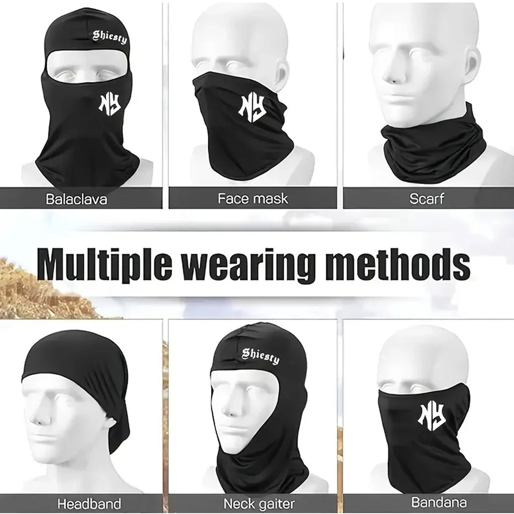 Musion Balaclava Fashion Printed Motorcycle Breathable Mask, Windproof and Sunscreen Full Face Mask Breathable Mesh Air Cushion