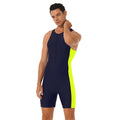 Men One-piece Swimwear Sleeveless Color Contrast Bodysuit Triathlon Wetsuit for Beach Pool Swimming Bathing Suits Male Swimsuits