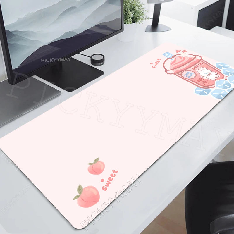 Strawberry Milktea Mousepads Cute Table Mats Gamer Mousepad Large Mouse Mat Desk Pads Keyboard Mats Gaming Mouse Pad Pink