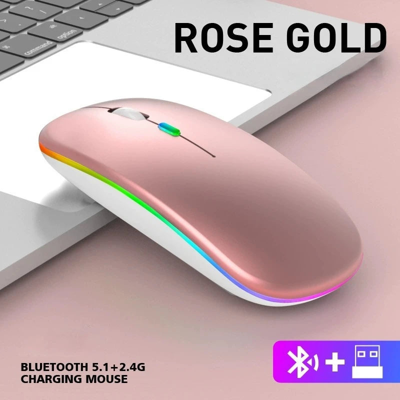Rechargeable Wireless Mouse Bluetooth-compatible 2.4GHz Dual Modes Computer Mice with Nano Receiver for PC Laptop Macbook