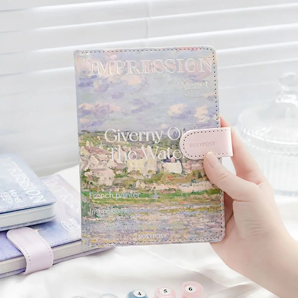 Office Supplies Oil Painting Landscape Magnetic Buckle School Stationery Scenery Notebook Handbook DIY Scrapbook Notepad