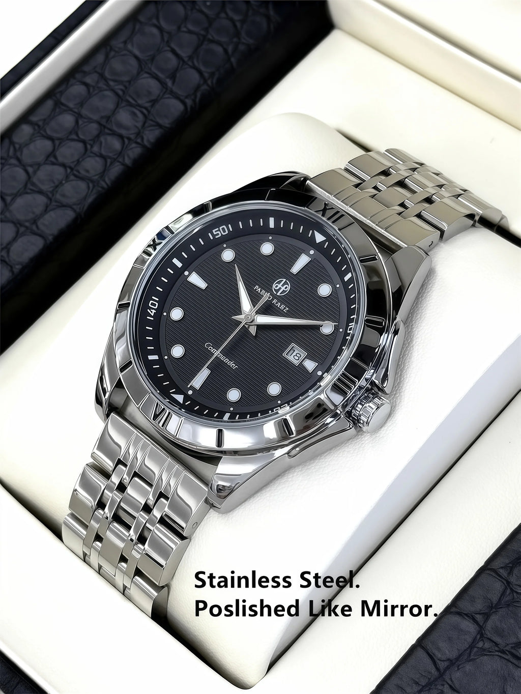PABLO RAEZ Luxury Watch Business 50 ATM Waterproof Male Clock Luminous Date Stainless Steel Square Quartz Men Watches