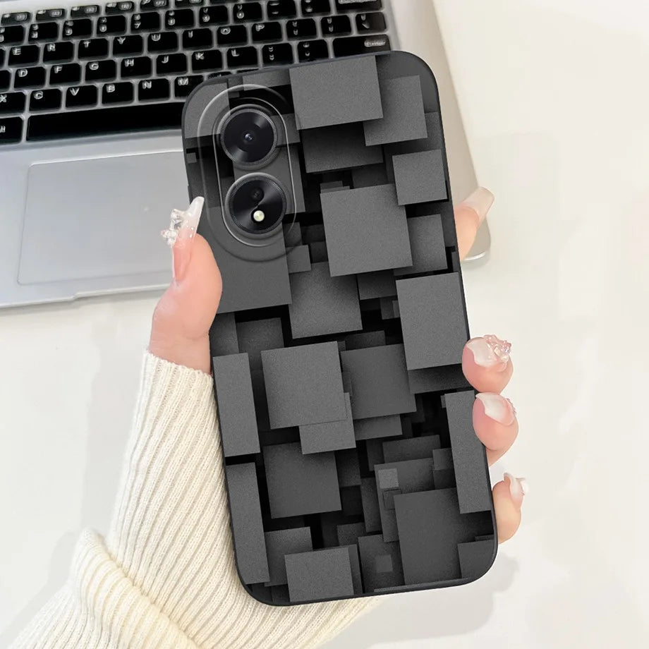 For Oppo A38 CPH2579 Phone Case New Fashion Soft Matte Silicone Rabbit Flower Goothic Style Capa For Oppo A18 CPH2591 Back Cover