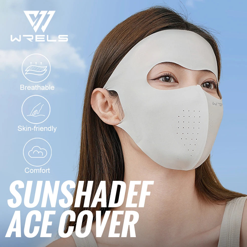 WRELS UV Protection Mask  Ice Silk Sunscreen Mask Breathable Lightweight Cycling Face Mask Anti-UV 400 Facemask For Men Women