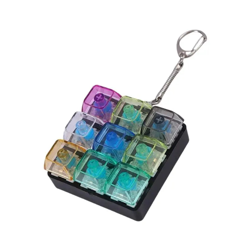 Button Keycap  Keychain 9 Keys Keyboard Decompression Toys DIY Keyboard Keychain Toys For Adult Gifts To Relief Pass Time