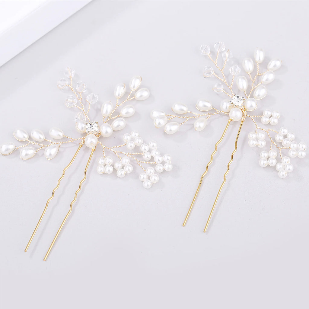 Bridal handmade pearl hairpins headpieces wedding dresses pin hair accessories for woman
