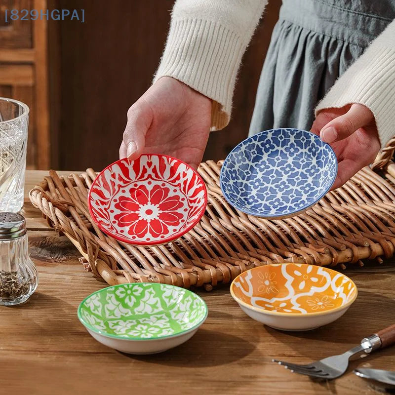 【HGPA】Ceramic Condiment Dishes, Bohemian Style Plates, Sauce Dishes, Suitable For Kitchens, Restaurants, Sushi Shops