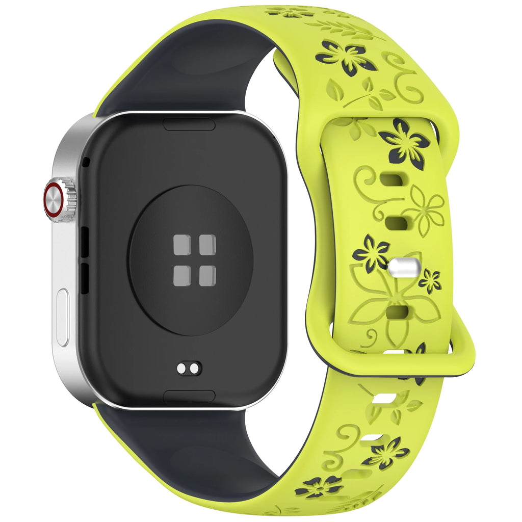 Two tone floral carved soft silicone strap for Redmi watch 4/5/6/Mi Band 8/9 PRO,suitable for Halloween,Thanksgiving, Christmas