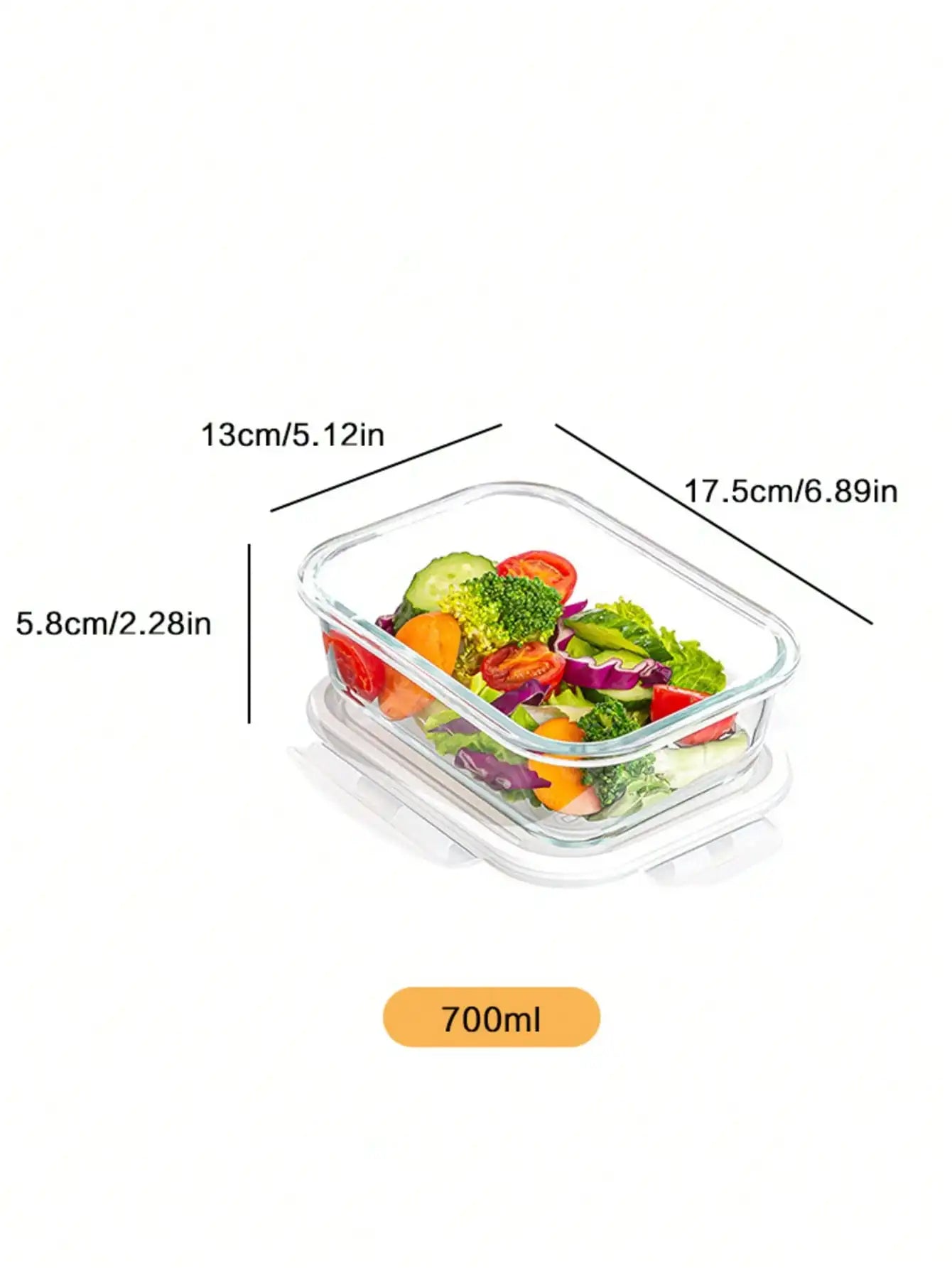 Glass Food Storage Container With Lid, For Meal Prep,Fridge And Dishwasher , Transparent For Storing Food, Salad, Fruit Etc.