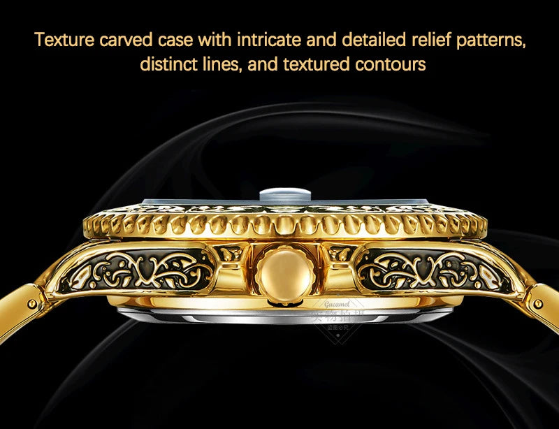 UTHAI M11 New Men watch hollowed out retro carved automatic mechanical watch cool clock gift，watches for man
