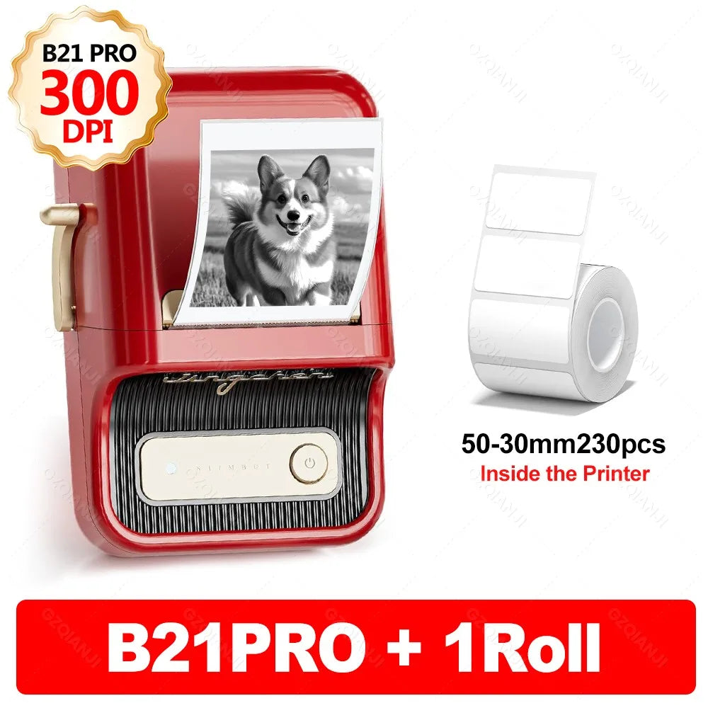B21PRO 300dpi New NiiMbot B21 Mini Thermal Printer Wireless Barcode Label Maker Bluetooth Portable Adhesive for Office Home Use
