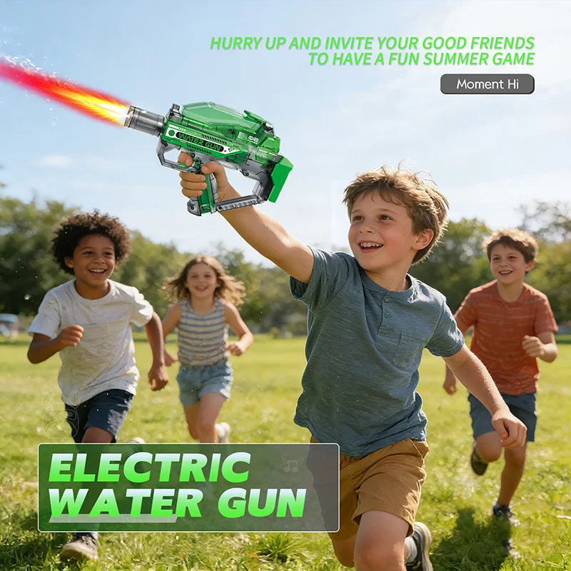 Summer Outdoor Shooting Game Toys for Kids Battery Powered Electric Water Gun Transparent  Children Automatic Water Spray Guns