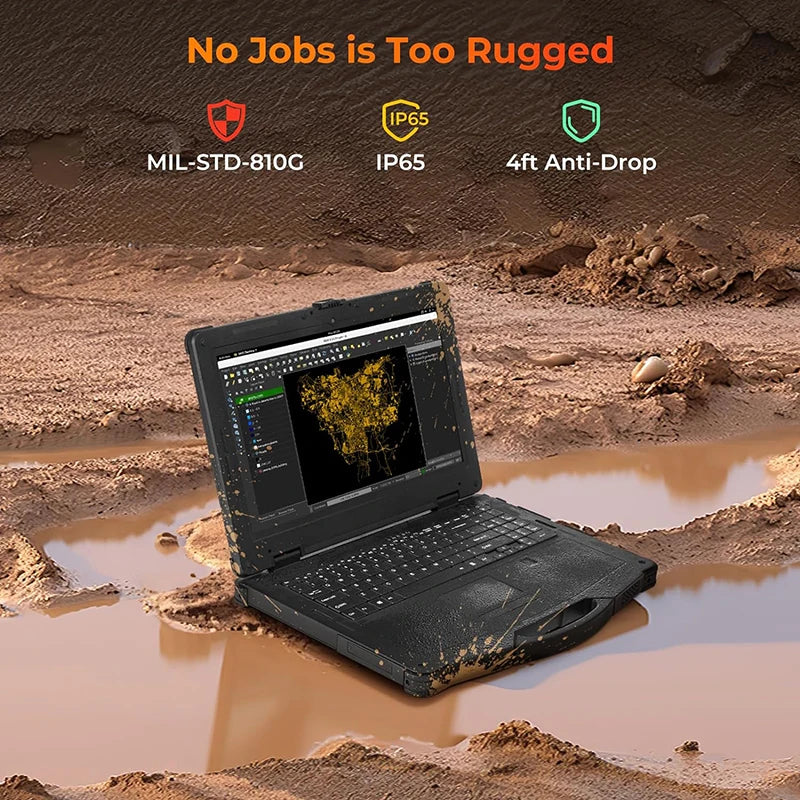 15.6" Rugged Laptop Windows 11 Pro Intel i5-1135G7 Heavy Duty Laptop Wi-Fi 6 4G LTE Rugged Computer 6300+1750mAh Dual Battery