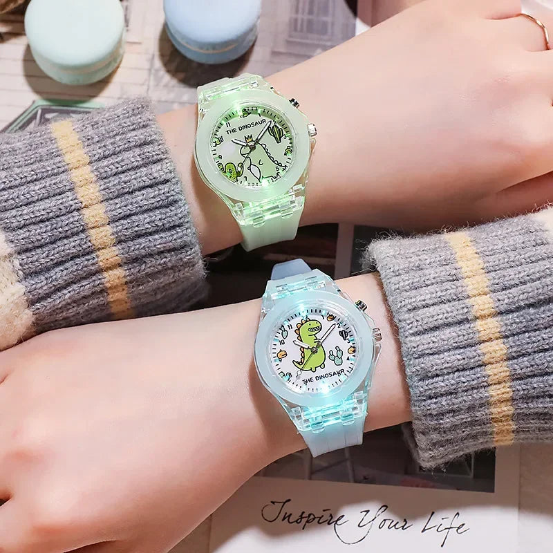 Children's Watch Cute Cartoon Watches Luminous Silicon Strap Boys Kids Students Fashion Quartz Wristwatches