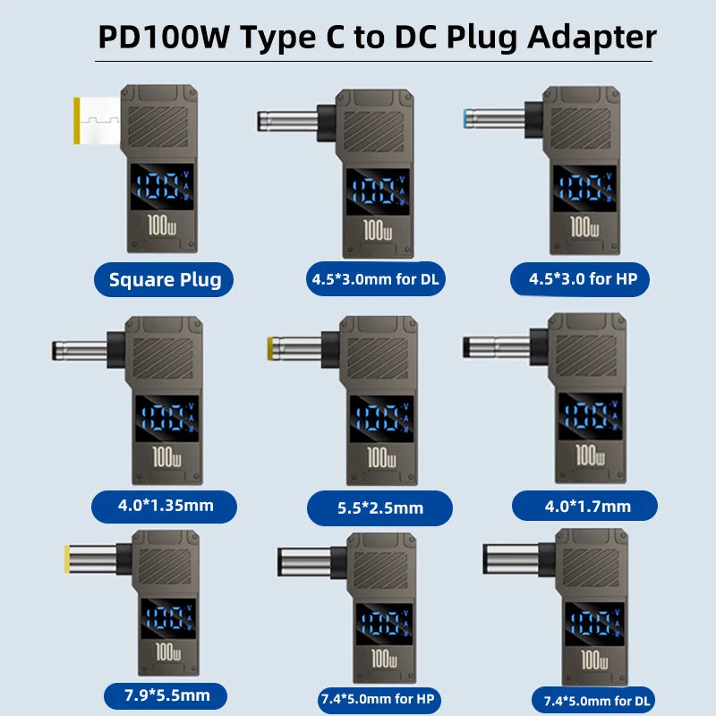 100W USB Type C Fast Charging Adapter Plug Connector Universal USB C to DC Laptop Charger Converter for Lenovo Dell Asus Hp Acer