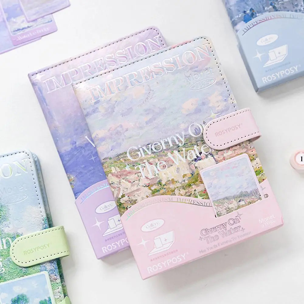 Office Supplies Oil Painting Landscape Magnetic Buckle School Stationery Scenery Notebook Handbook DIY Scrapbook Notepad