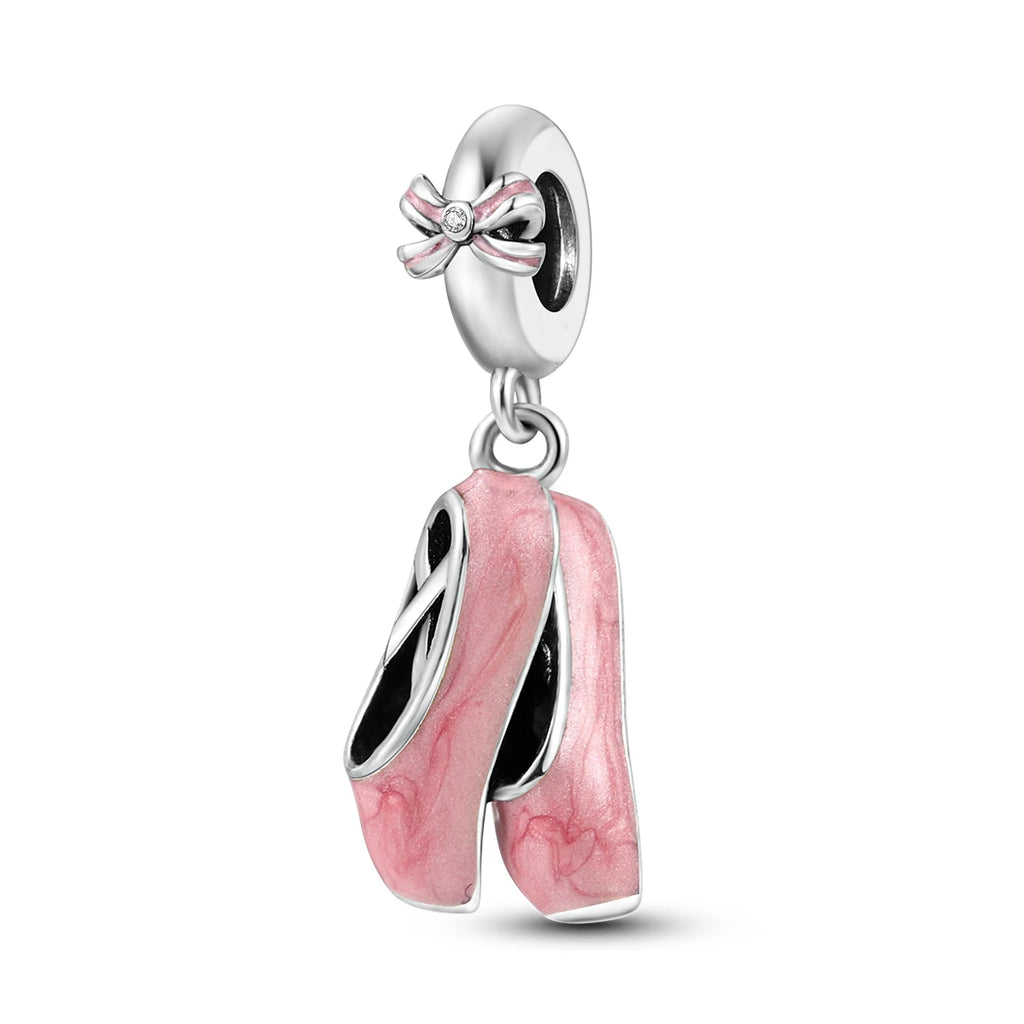925 Silver Lipstick High Heels Charms For Lady Pendant Fit Original Bracelet DIY Ornament