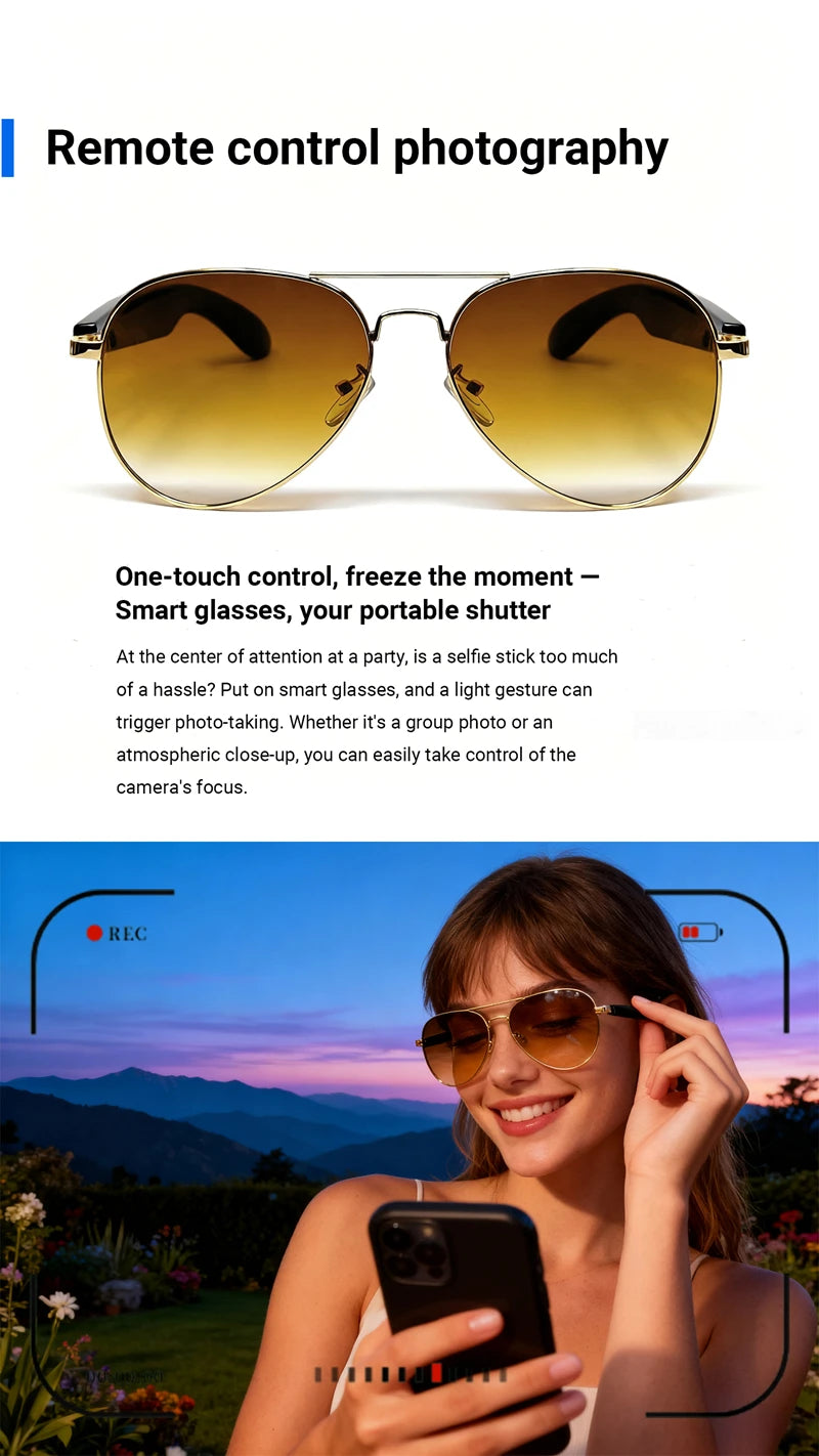 2026 New 800W Pixel Camera Smart Glasses Video Recording AI Photo Recognition Bluetooth Call Voice Translation Sunglasses Man