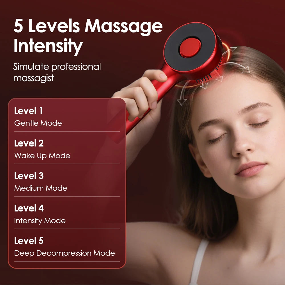Electric Vibration Massage Comb Blue&Red Light Therapy Hair Growth Massage Scalp Brush Anti Hair Loss Improve Scalp Health Care