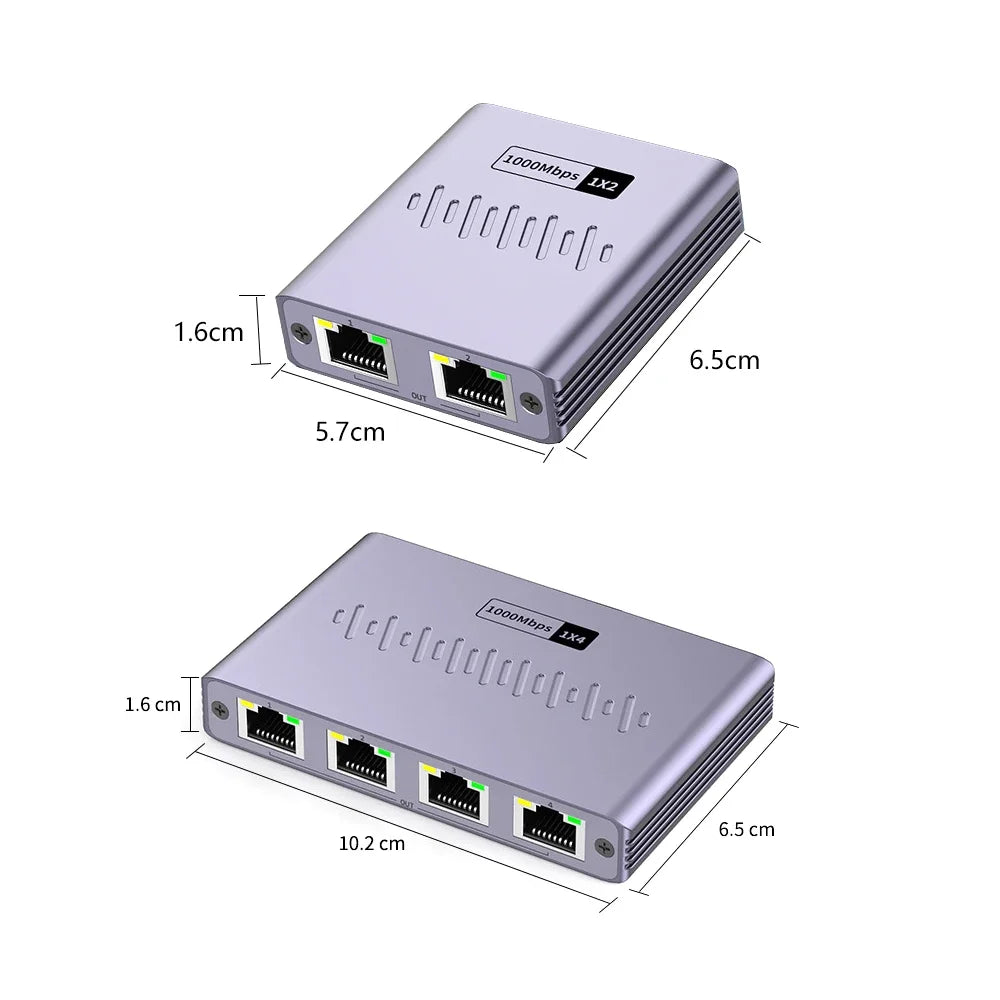 Gigabit Ethernet Splitter 1 to 2/3/4 1000Mbps RJ45 LAN Internet Splitter for PC Laptop Nintendo Switch Router TV Box Digital TV