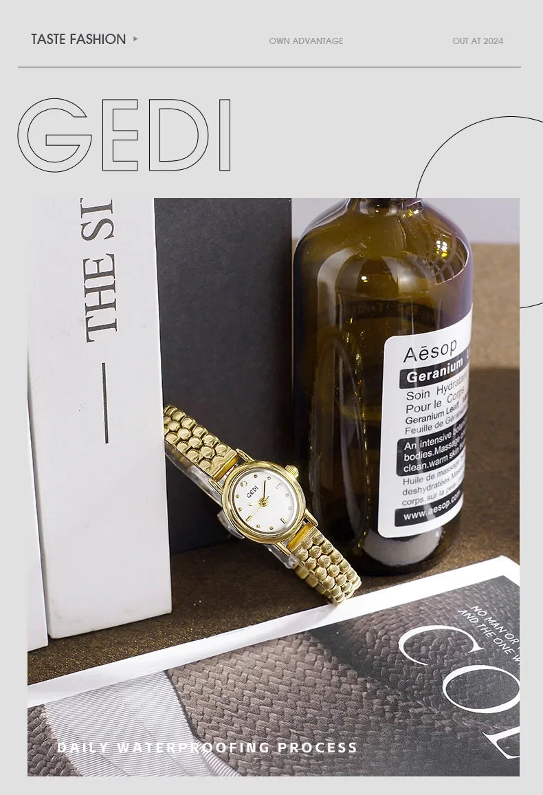 Women Watch for Girls Small Wrist Quartz Reloj Muje Sliver Grey Gold Oval Orologio Ladies Wristwatch Stainless Steel Band Clock