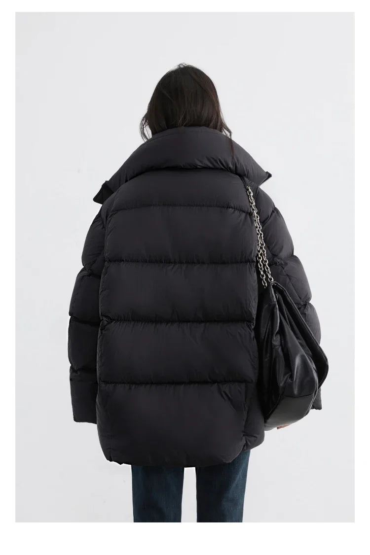 CHIC VEN Women's Down Coats Korean Stand Collar Simple Solid Color Warm Casual Jackets Soft Fashion Female Clothing Winter 2025