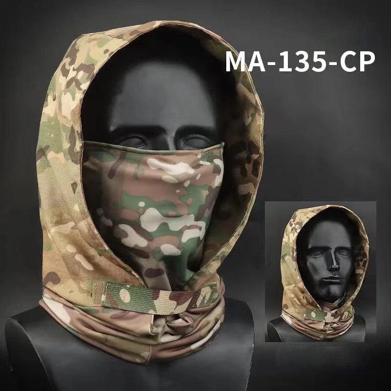 Tactical Hood Headwear Full Face Mask UV Protection for Men Women Ski Sun Hood Tactical Cycling Sports Masks for Hunting/Outdoor