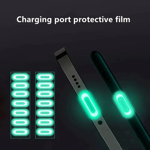 20/5Pcs Luminous Charging Port Protective Film Protector Cover Type-C Charging Port Protective Sticker for iPhone Samsung Phone