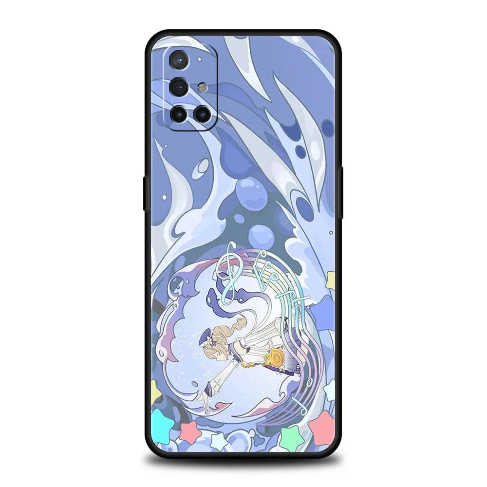 Genshin Impact Cartoon Logo Phone Case For OnePlus 10 9 Pro 9T 10R 9R 9RT 8T 8 7 6T 7T Nord 2T CE 2 5G N200 N10 N100 Black Cover