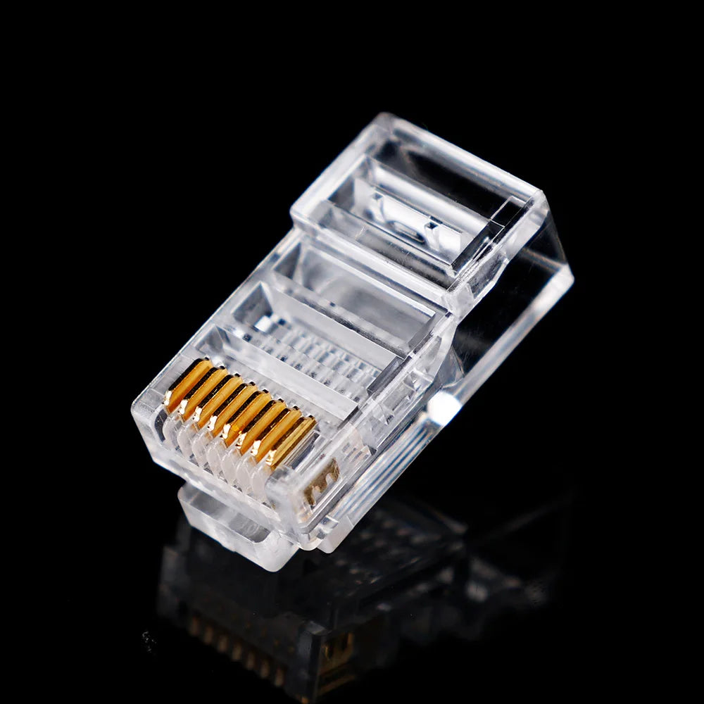 Rj45 Cat5e Connector Crystal Unshielded RJ45 Ends UTP 8Pin Modular Network Plug Connectors for Solid Stranded UTP Network Cable