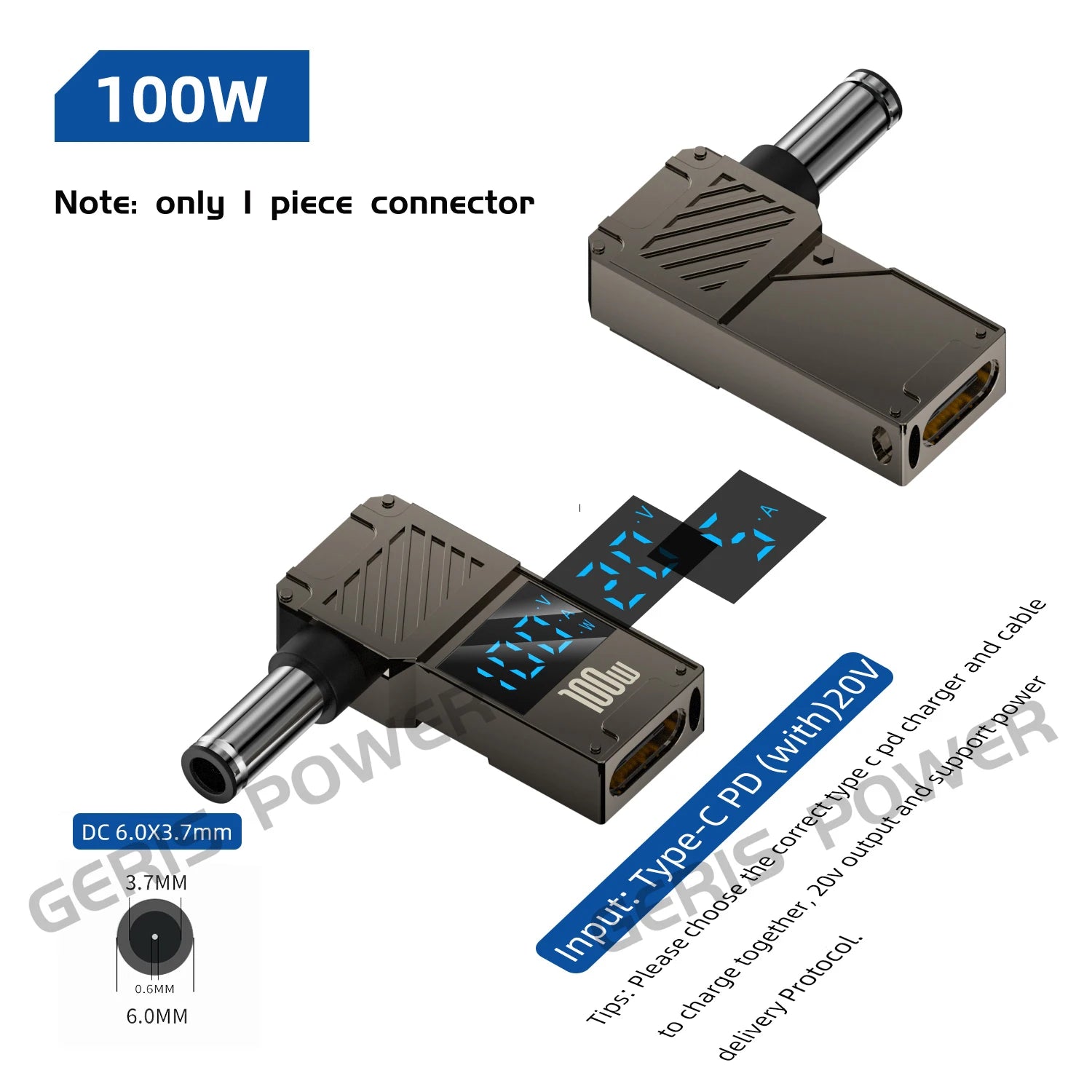 100W USB Type C Fast Charging Adapter Plug Connector Universal USB C to DC Laptop Charger Converter for Lenovo Dell Asus Hp Acer