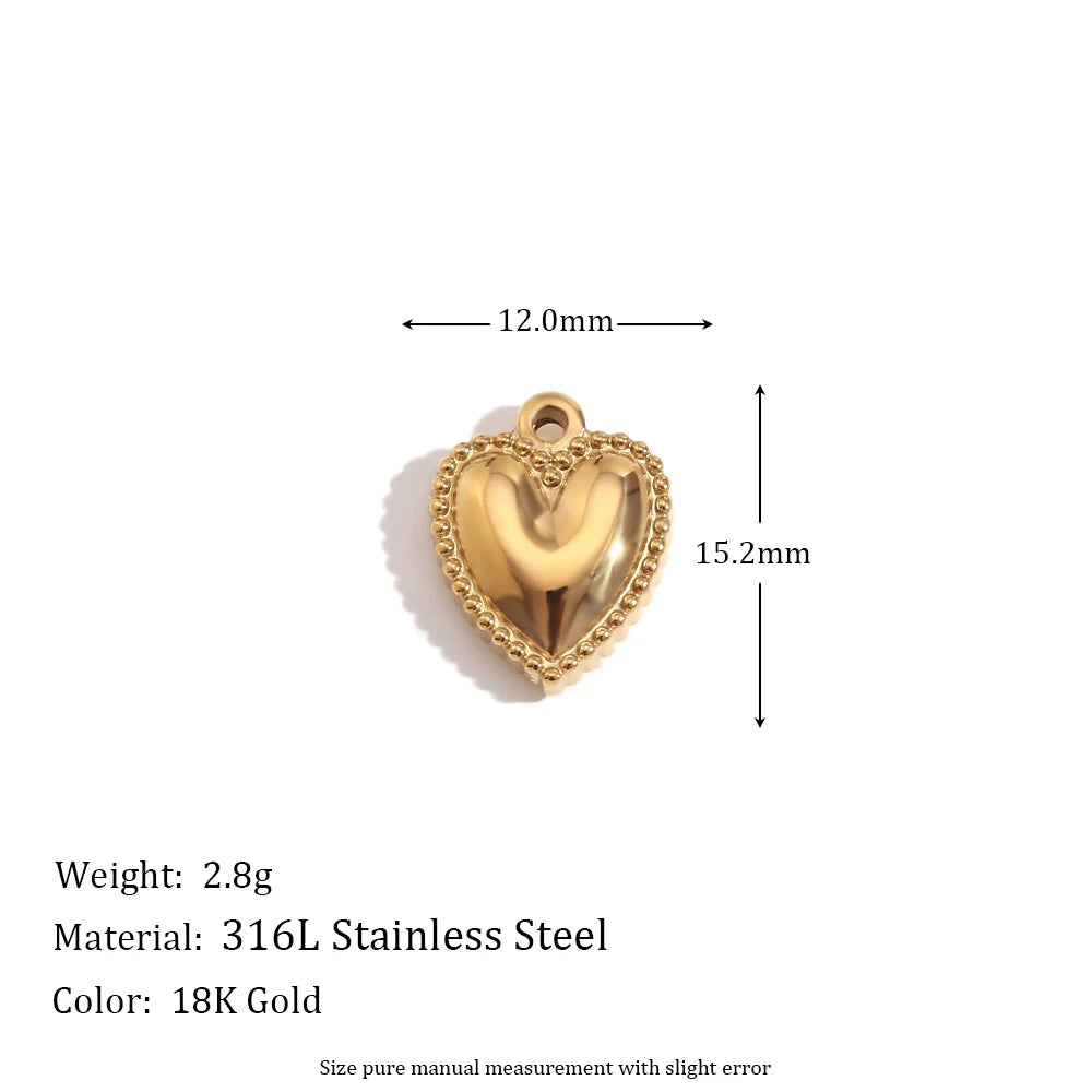 E.B.belle Octagonal Splicing Color Bead Heart-shaped Key Rainbow Square 316L Stainless Steel 14K Gold Plated Pendant Charms