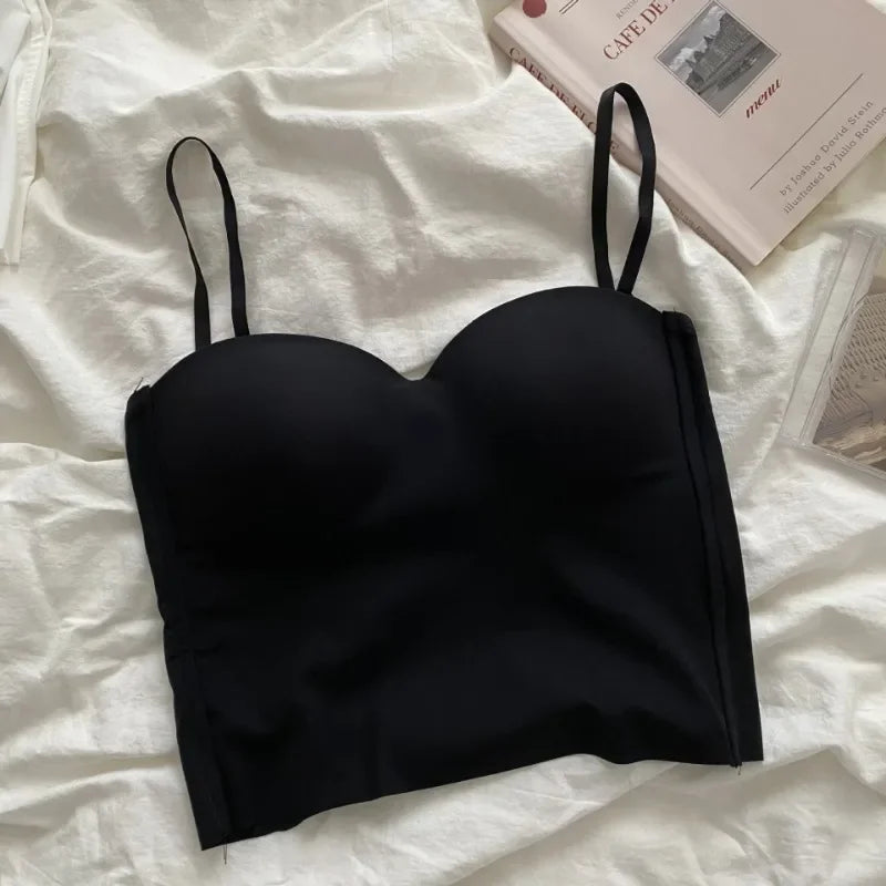 Seamless Camisole for Women Fitness Crop Tops Summer Thin Elegant Sexy All-match Casual One-piece Ice Silk Underwear Tanks Top