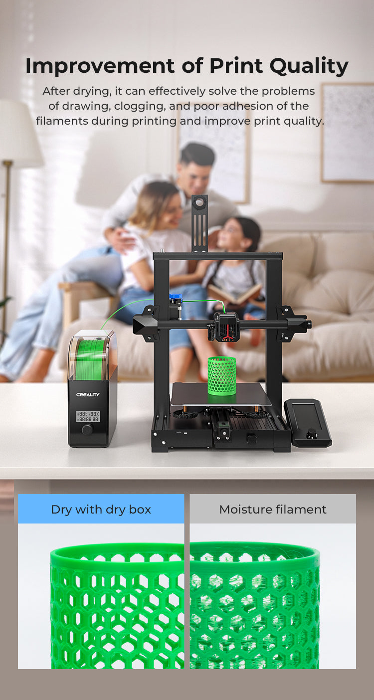 Creality Filament Dryer Upgrade Fan Filament Dry Box 1KG PLA PETG ABS TPU Filaments Dehydrator Storage Box Filament Spool Holder