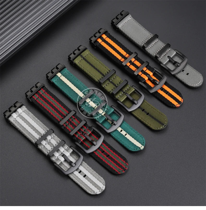 17mm 19mm 21mm Nylon WatchBand For SWATCH YVS420 YVS454 YVS451 YVS400 YVB404 Watch Strap Soft Canvas Watch Chain Men Women