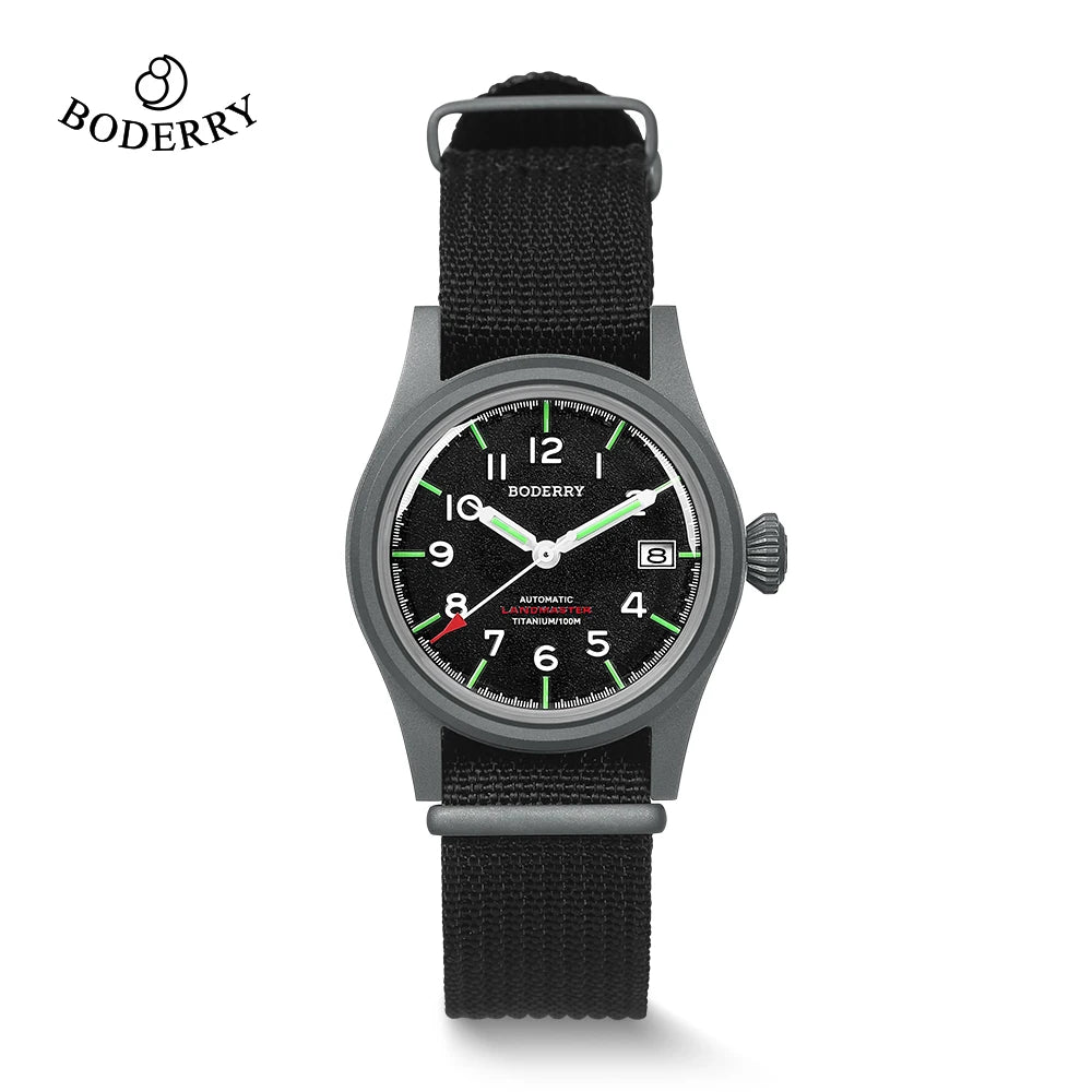 Boderry LANDMASTER Field Watches Titanium Automatic For Seiko Movement Sport 100M Waterproof Outdoor Dive Wristwatch Mens