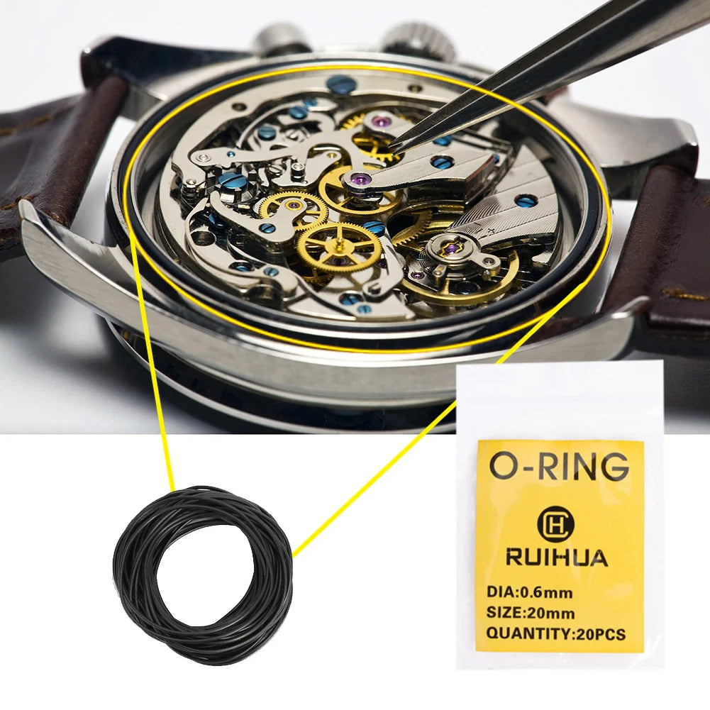 200pcs Waterproof 0.5mm/0.6mm/0.7mm O-Ring Watch Back Seal Cover Mini Rubber Washer O-Ring Watch Gaskets Watch Repair Tools