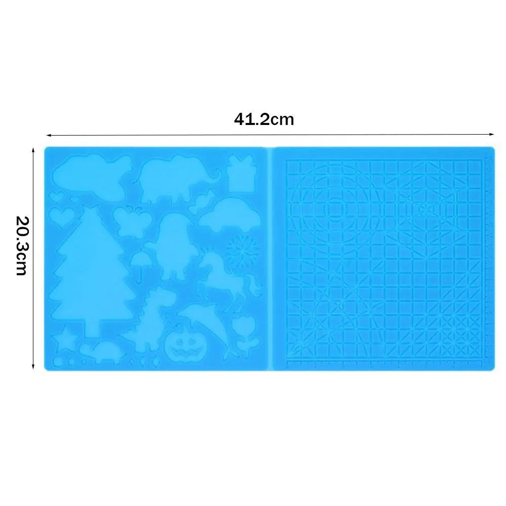 3D Printing Drawing Pen Silicone Design Pad with Basic Stencil Comes with 2 Silicone Finger Cots Excellent 3D Pen Drawing Tool