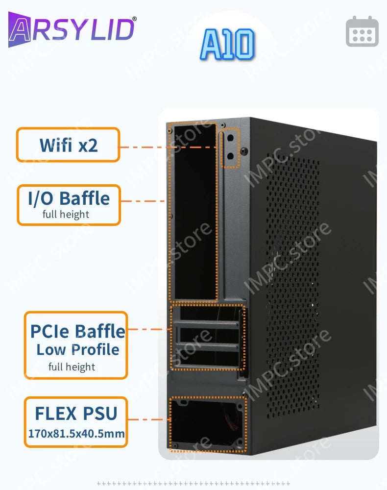 A10 7.3L M-ATX Chassis A4 HTPC Portable Half-Height Graphics Card Computer PC Support PCIe 2.5' SSD Drive Mini Flex PSU Case