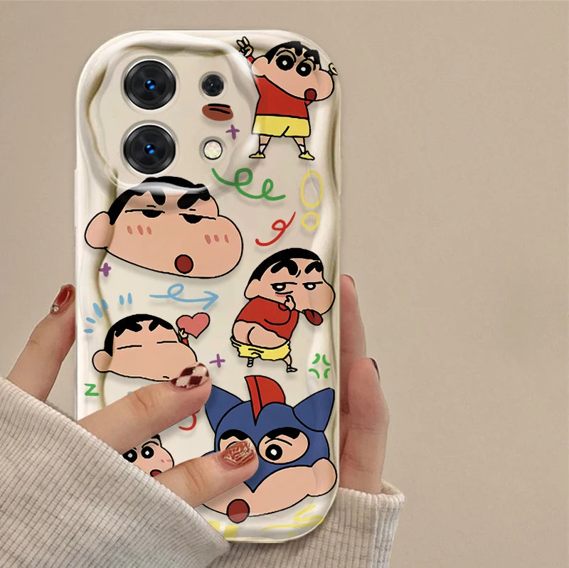 C-Crayon S-ShinChan Wave Case for Xiaomi Redmi Note 14 13 12 11 10 Pro Plus 5G 9 14C 13C 4G 12C 10C 10S A2 A1 Silicone Cover